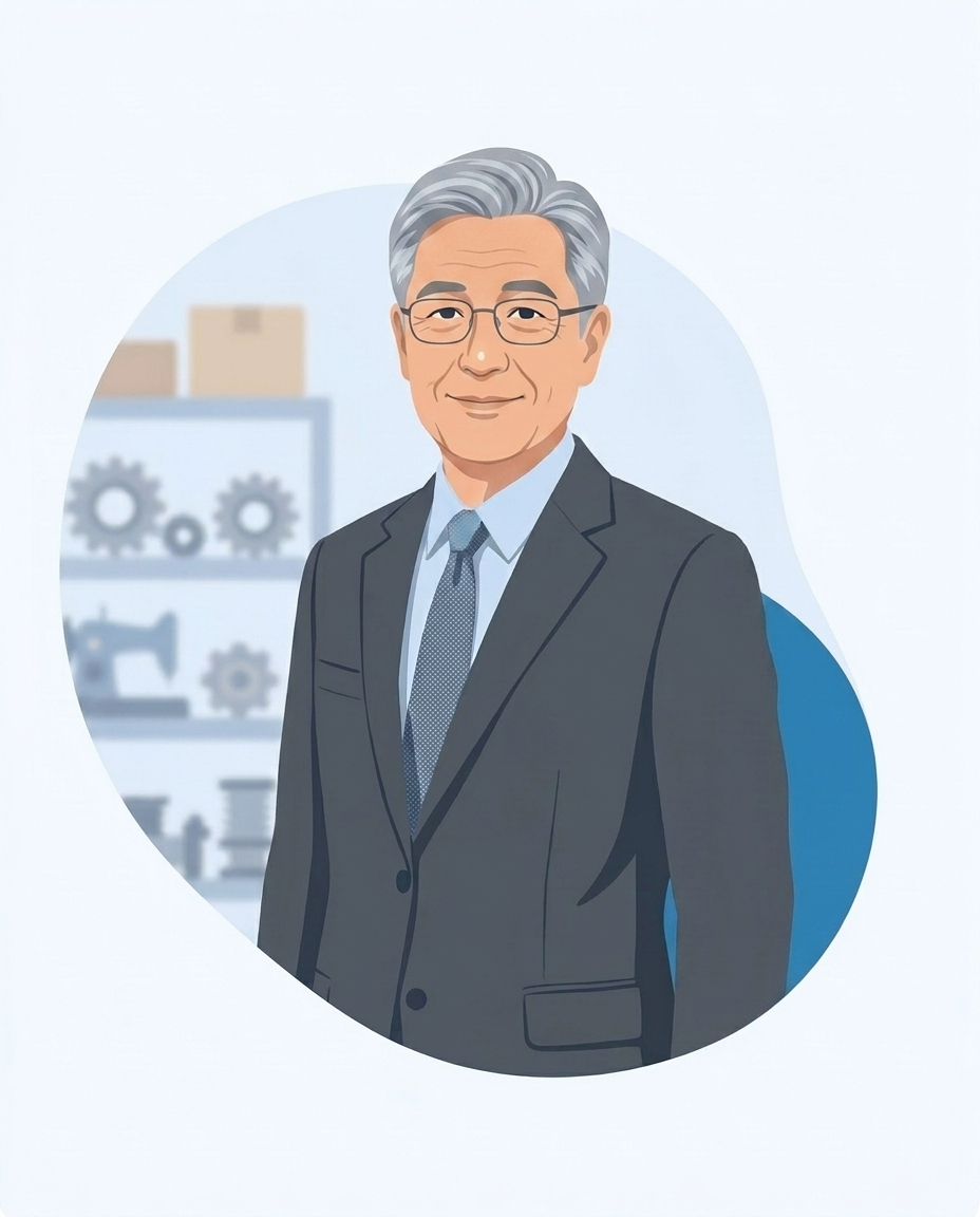 機械工具卸の社長のイラスト